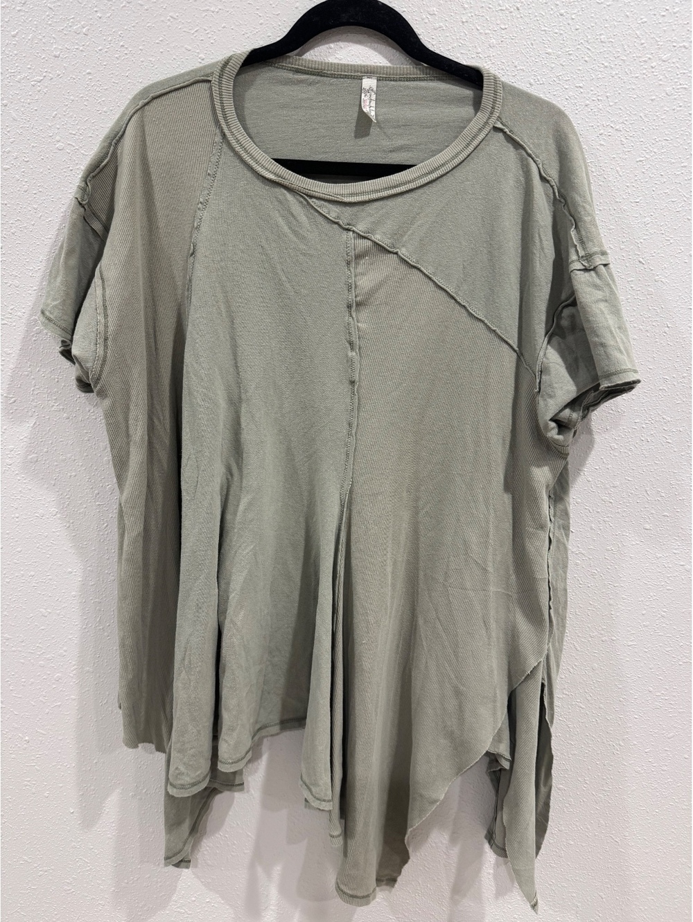Free People We The Free Sage Green Patchwork Asymmetrical Tunic Top Size M
